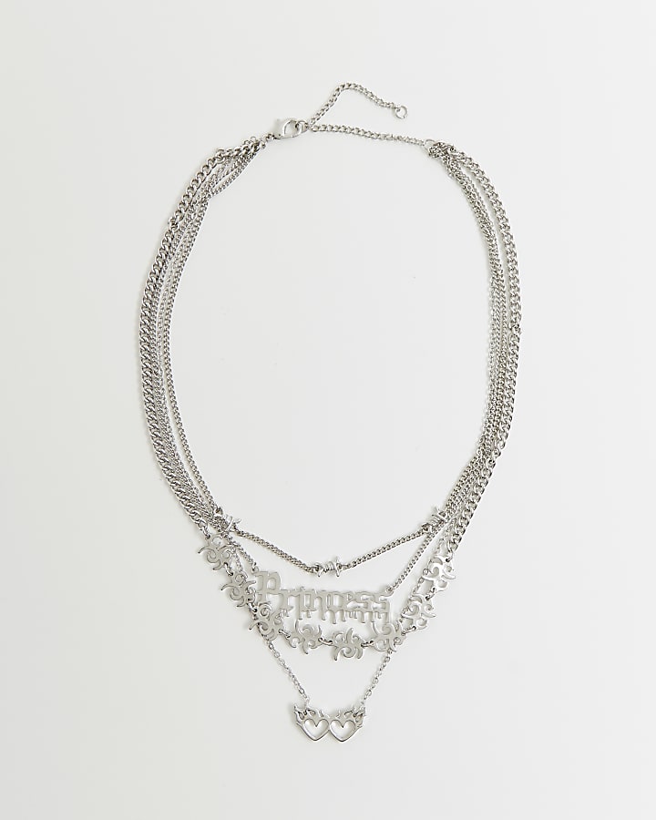 Silver 'Princess' multirow necklace