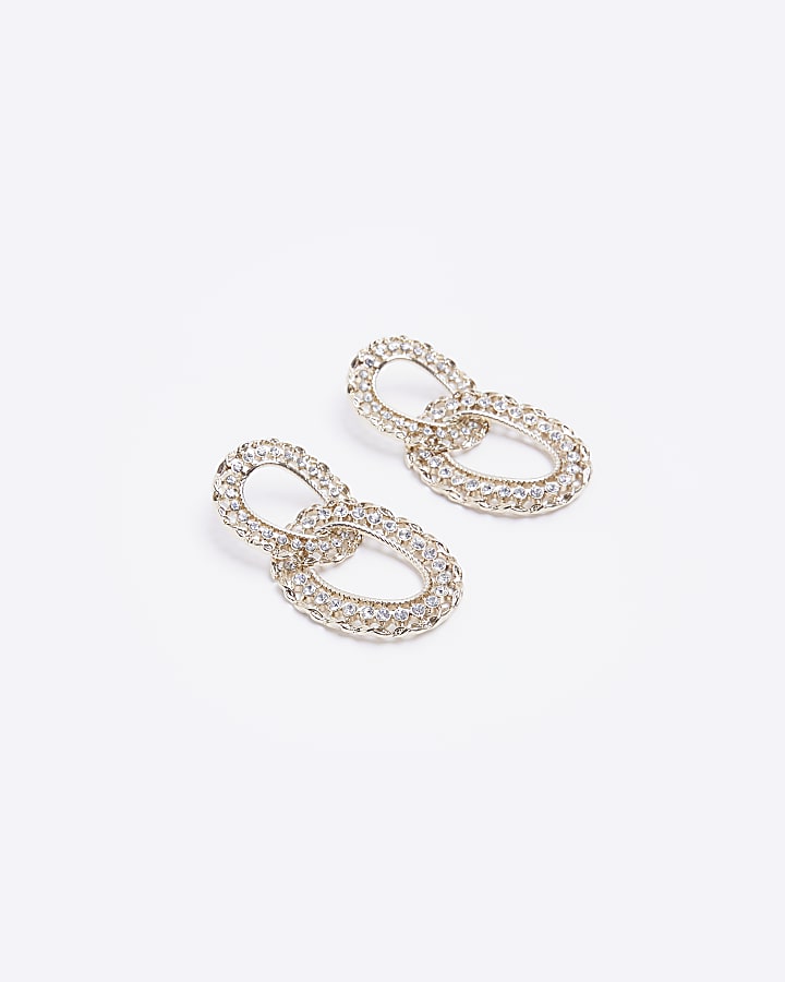 Silver rhinestone chain link earrings