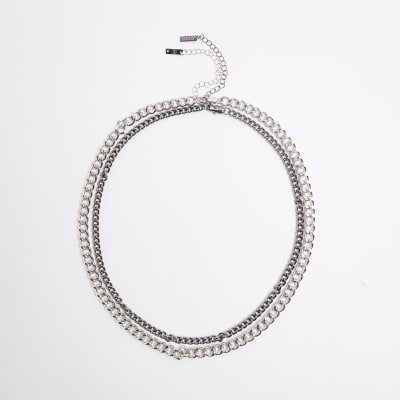 Silver Rhinestone Chunky Necklace