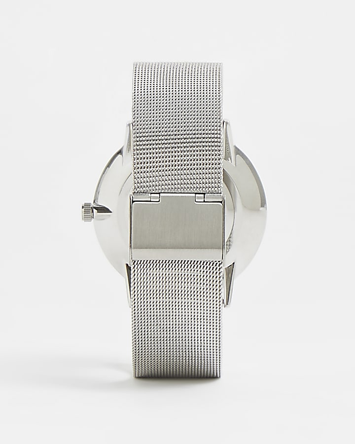Silver RI branded mesh strap watch