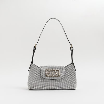 Silver RI embellished shoulder bag