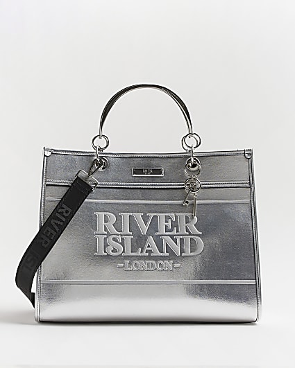 Silver RI embossed tote bag