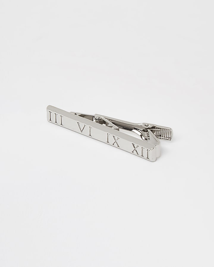 Silver roman numeral tie pin