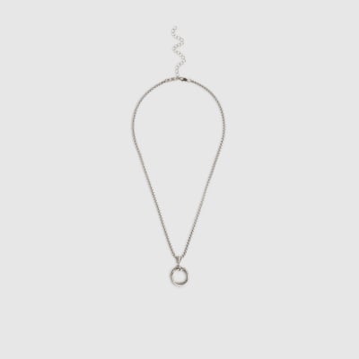 Silver Roman Numerals Circle Pendant Necklace