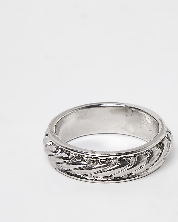 Silver rope detail ring