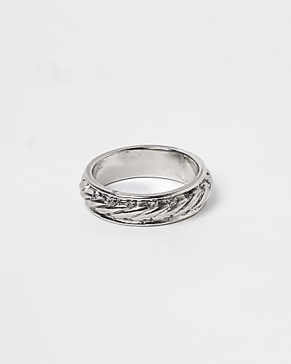 Silver rope detail ring