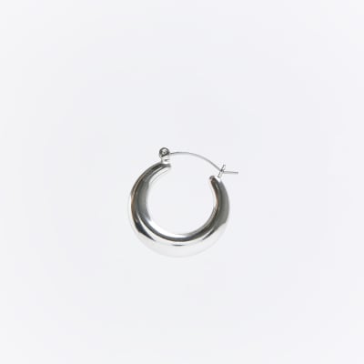 Silver round hoop earrings River Island