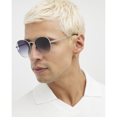 Silver Round Smoke Lens Sunglasses