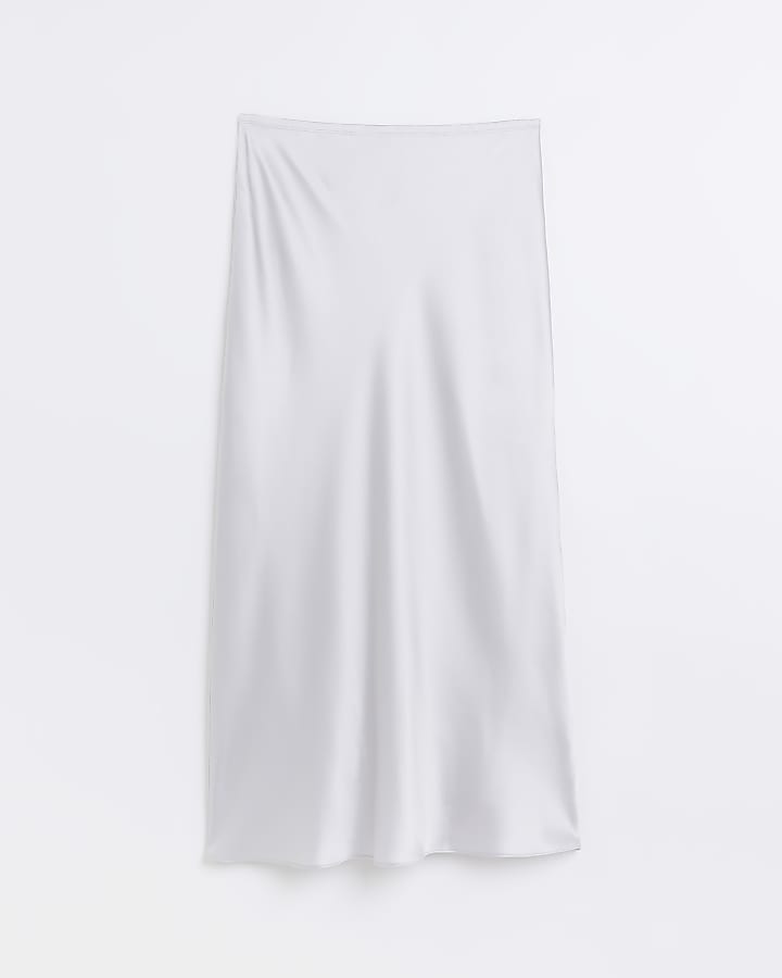 Silver satin maxi skirt