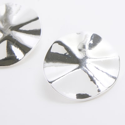 Silver Sculpted Stud Earrings River Island