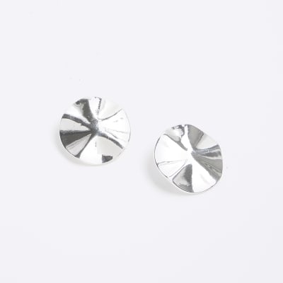 Silver Sculpted Stud Earrings River Island