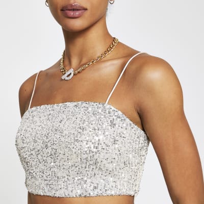 silver sequin bralette