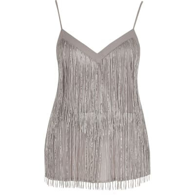 river island silver fringe dress