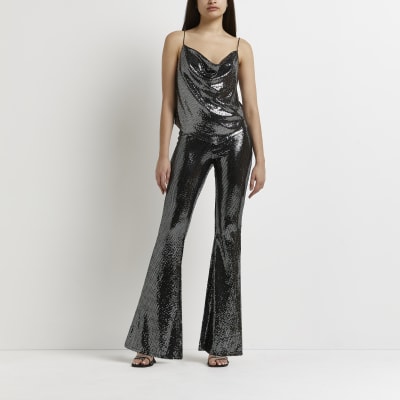 sequin trousers silver