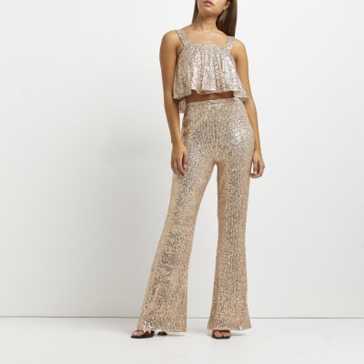 sequin trousers silver