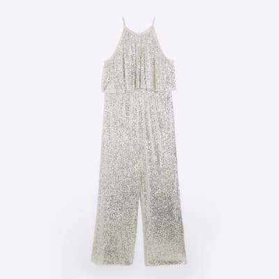 River island sale silver jumpsuit