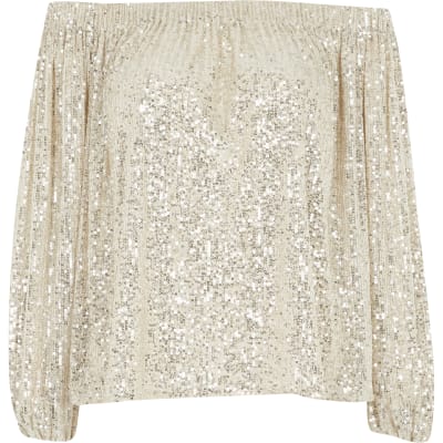 gold sequin top river island