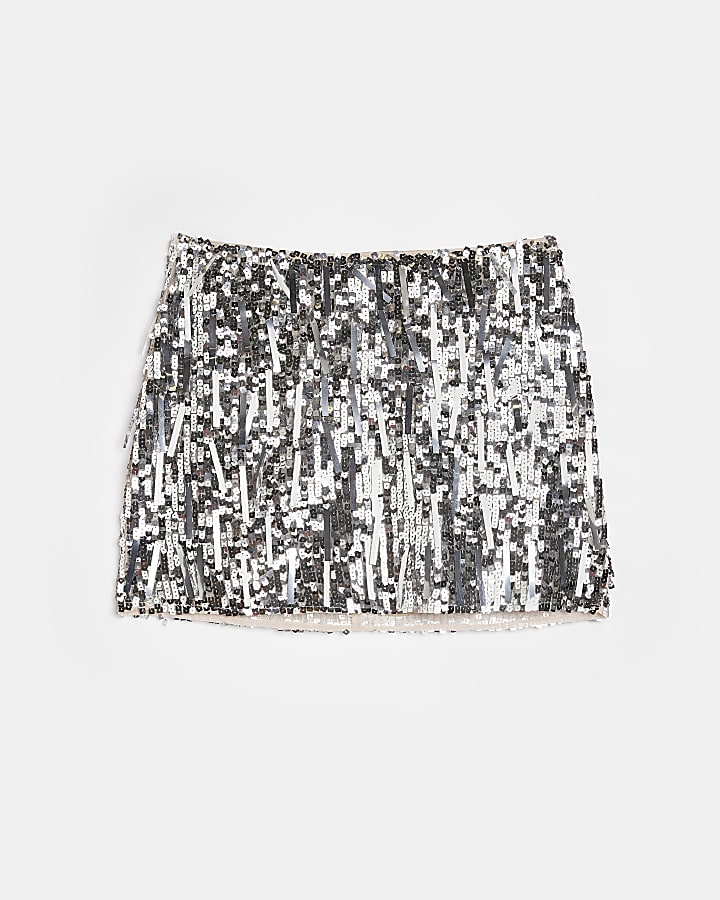 Silver sequin mini skirt