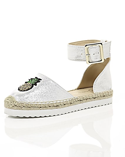360 degree animation of product Silver sequin pineapple espadrilles frame-0