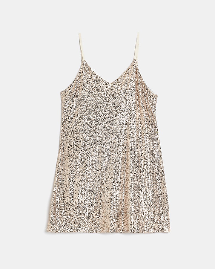 Silver sequin slip mini dress