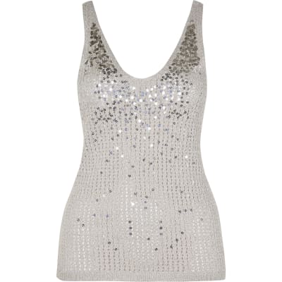 white sparkly vest top