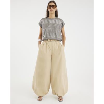 Silver Short Sleeve Metallic Top