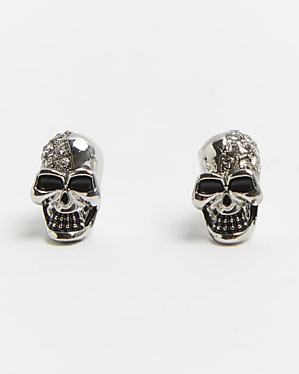 Silver skull stud earrings