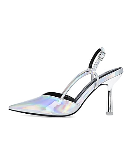 360 degree animation of product Silver sling back court shoes frame-3