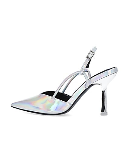 360 degree animation of product Silver sling back court shoes frame-4