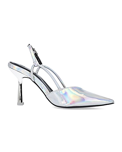 360 degree animation of product Silver sling back court shoes frame-16