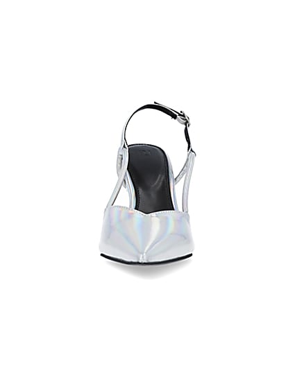 360 degree animation of product Silver sling back court shoes frame-21