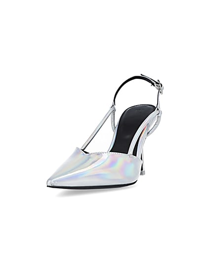 360 degree animation of product Silver sling back court shoes frame-23