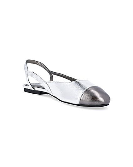 360 degree animation of product Silver slingback ballet shoes frame-18