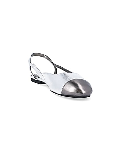 360 degree animation of product Silver slingback ballet shoes frame-19