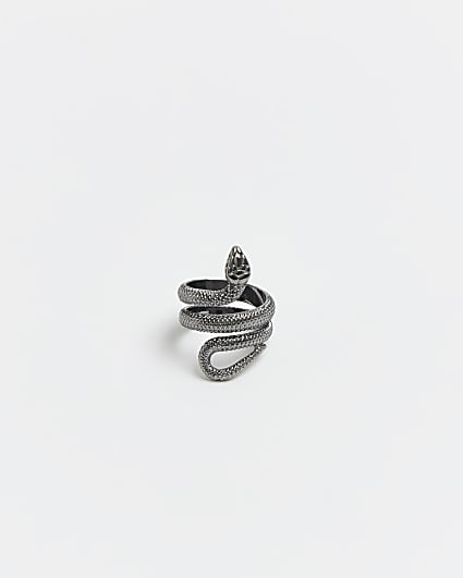 Silver snake wrap ring