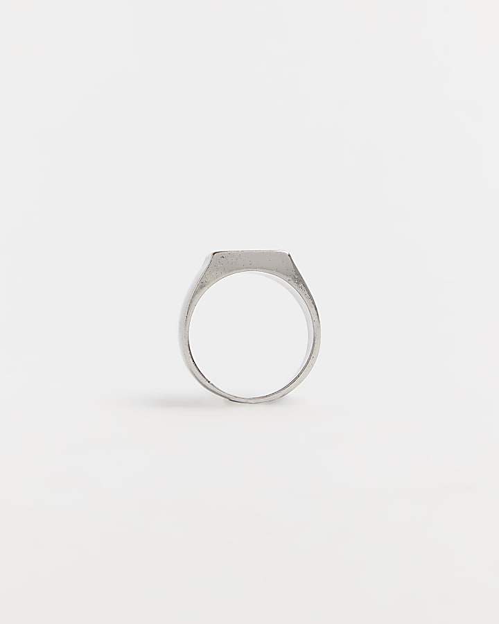 Silver Square Warped Signet Ring