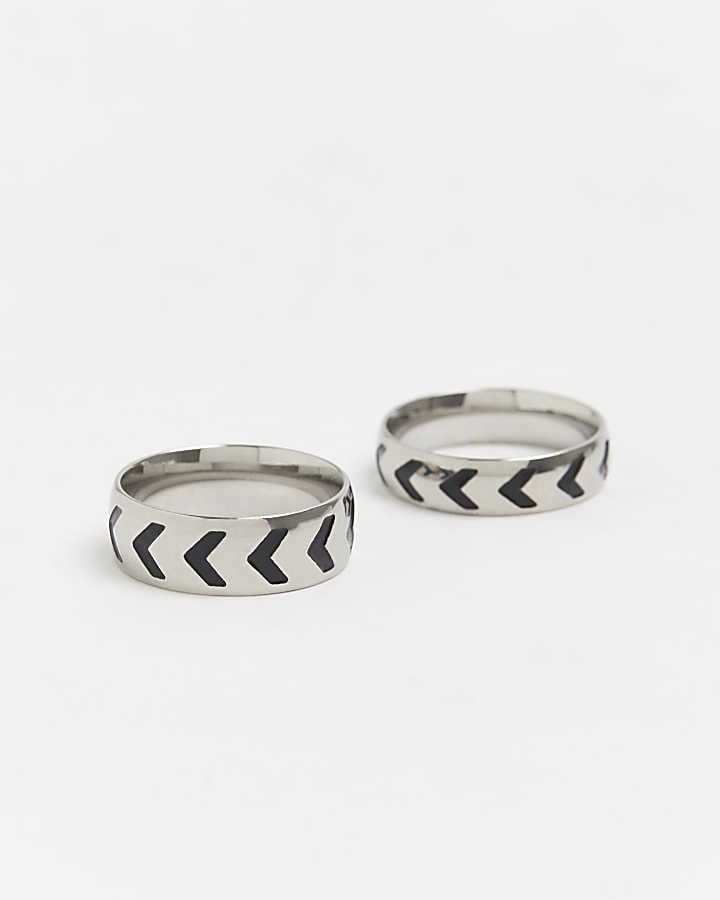 Silver stainless steel band rings 2 pack