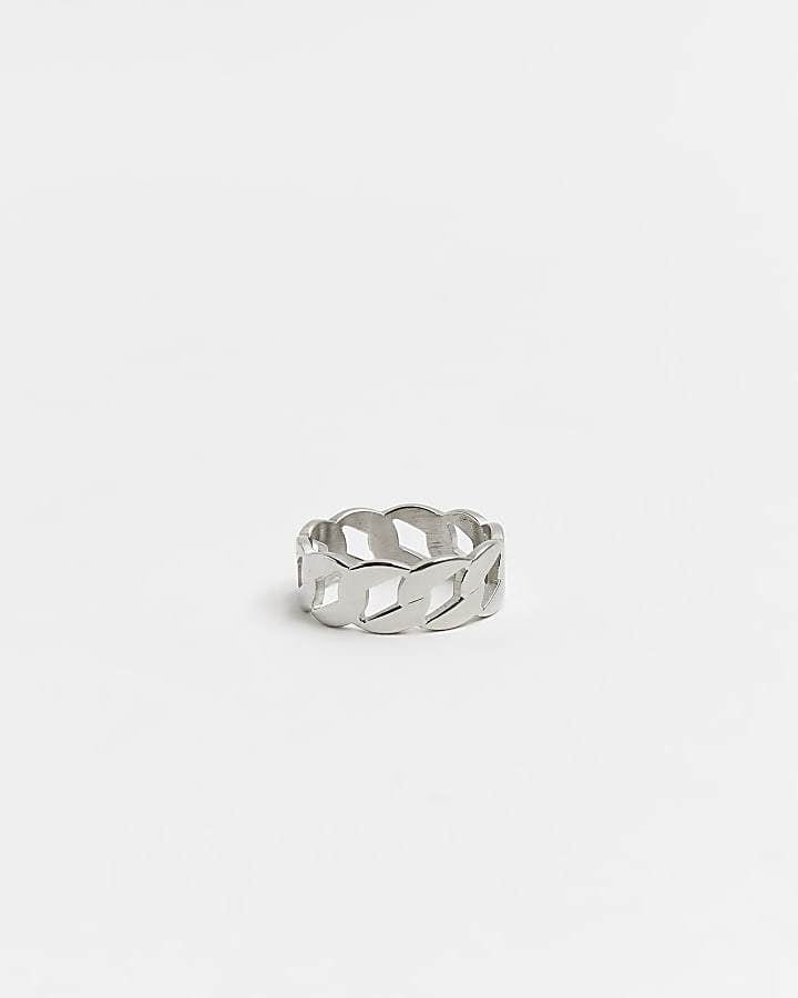 Silver stainless steel chain ring