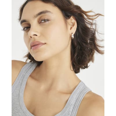 Silver Stainless Steel Hoop Earrings