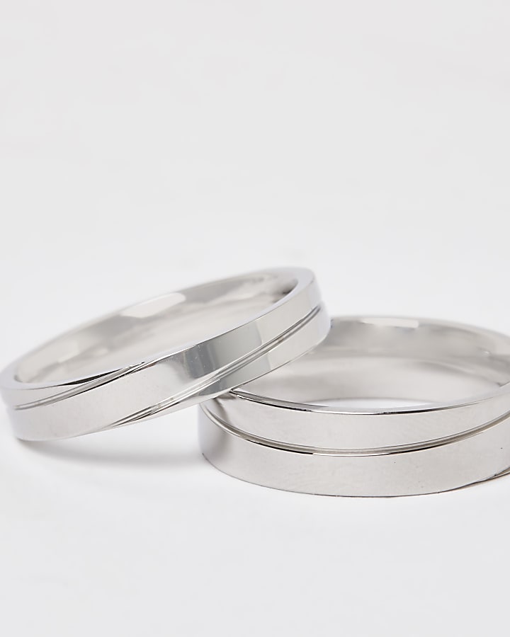 Silver stainless steel rings 2 pack