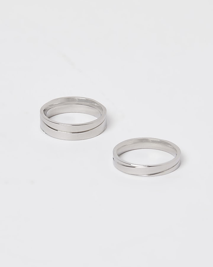 Silver stainless steel rings 2 pack