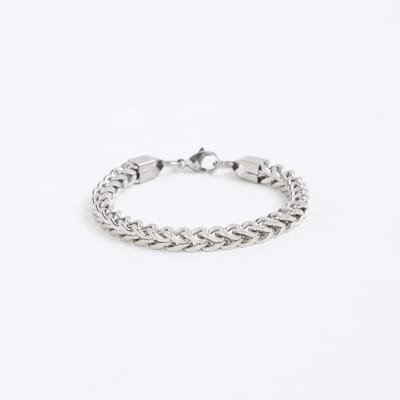 Silver Steel Chunky Chain Bracelet River Island
