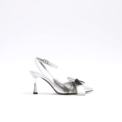 River island silver heels sales