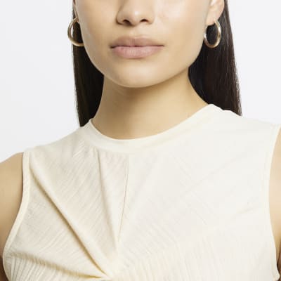 Silver textured hoop earrings River Island