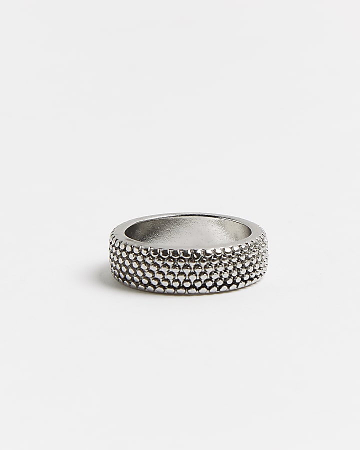 River Island Men Accessories Jewelry Rings Mens Silver textured ring 