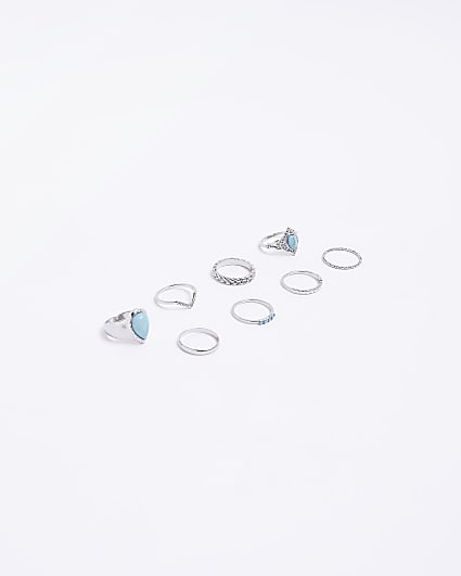 Silver turquoise ring multipack