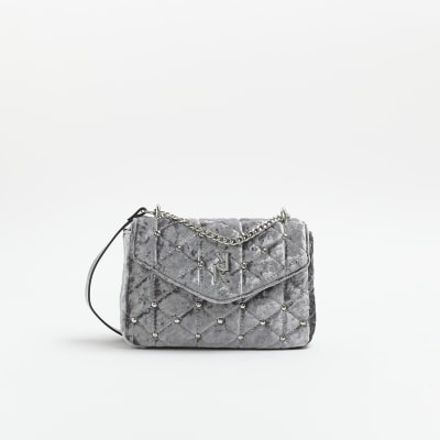 river island loght grey drench quilt shoulder bag