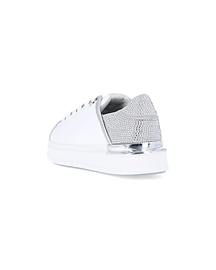 360 degree animation of product Silver wide fit diamante trainers frame-7