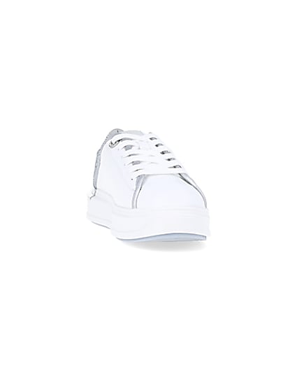 360 degree animation of product Silver wide fit diamante trainers frame-20
