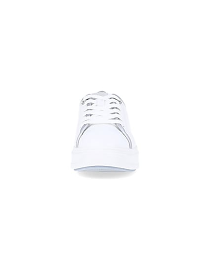 360 degree animation of product Silver wide fit diamante trainers frame-21